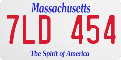 MA license plate 7LD454