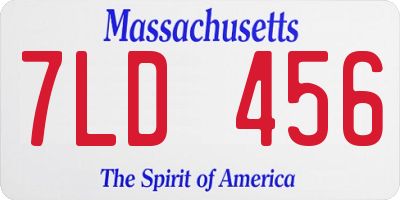 MA license plate 7LD456
