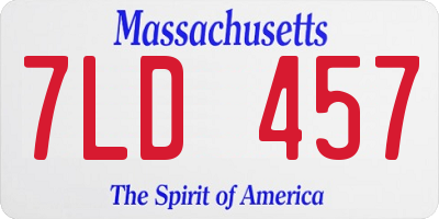 MA license plate 7LD457