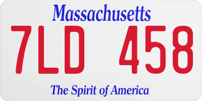 MA license plate 7LD458