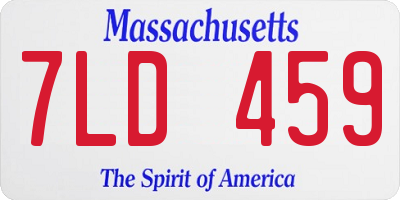 MA license plate 7LD459