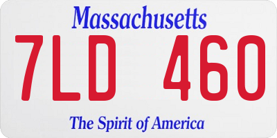 MA license plate 7LD460