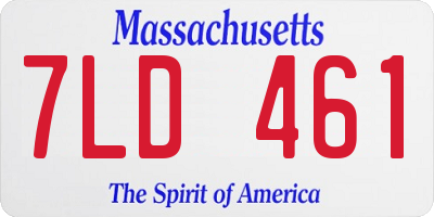 MA license plate 7LD461