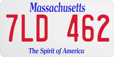 MA license plate 7LD462
