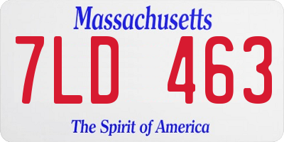 MA license plate 7LD463