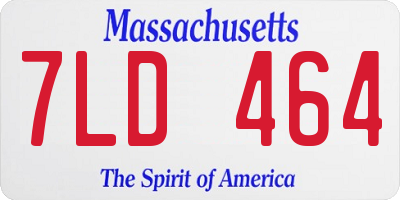 MA license plate 7LD464