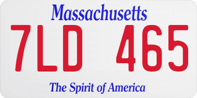 MA license plate 7LD465