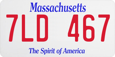 MA license plate 7LD467