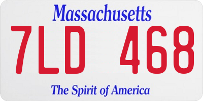 MA license plate 7LD468