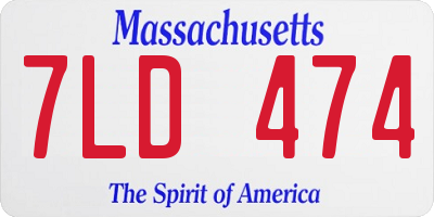 MA license plate 7LD474