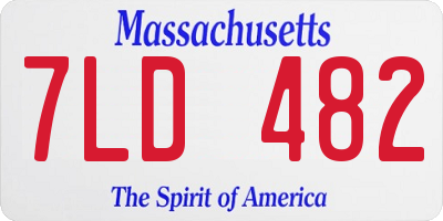 MA license plate 7LD482