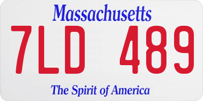 MA license plate 7LD489