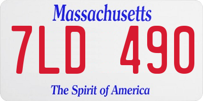 MA license plate 7LD490