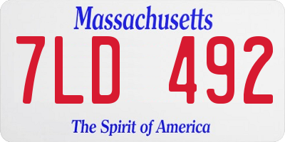 MA license plate 7LD492