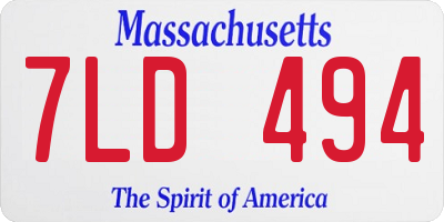 MA license plate 7LD494