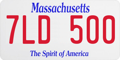 MA license plate 7LD500