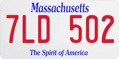 MA license plate 7LD502