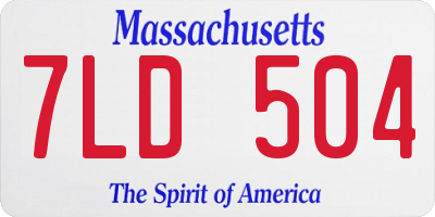 MA license plate 7LD504