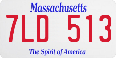 MA license plate 7LD513