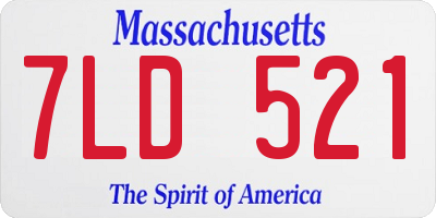 MA license plate 7LD521