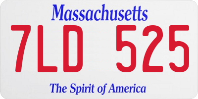 MA license plate 7LD525