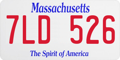 MA license plate 7LD526