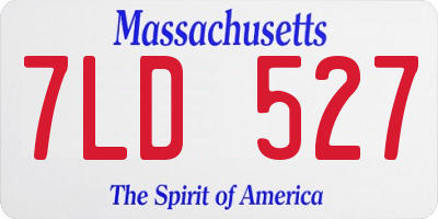 MA license plate 7LD527