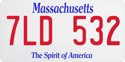 MA license plate 7LD532
