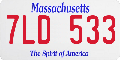 MA license plate 7LD533