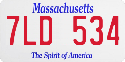 MA license plate 7LD534