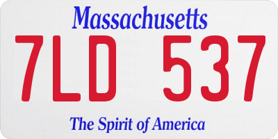 MA license plate 7LD537