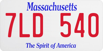 MA license plate 7LD540