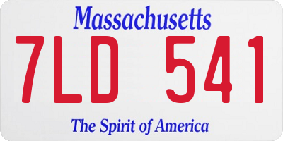 MA license plate 7LD541