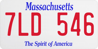MA license plate 7LD546