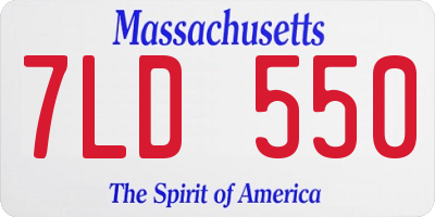 MA license plate 7LD550