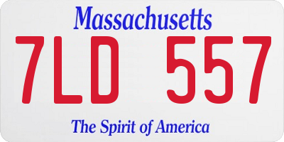 MA license plate 7LD557