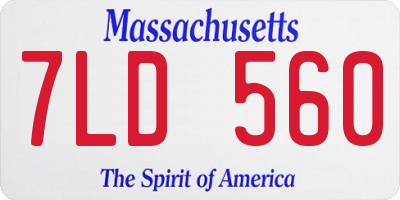 MA license plate 7LD560