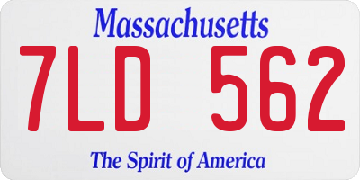 MA license plate 7LD562