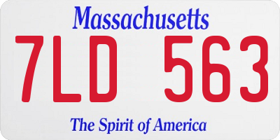 MA license plate 7LD563