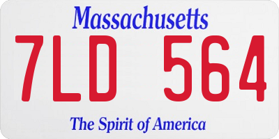 MA license plate 7LD564