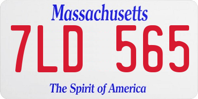MA license plate 7LD565