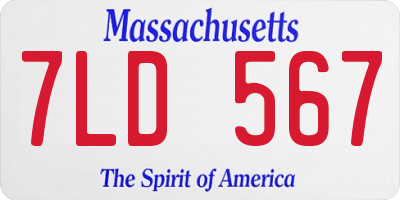 MA license plate 7LD567