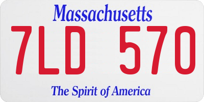 MA license plate 7LD570