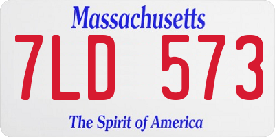 MA license plate 7LD573