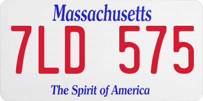 MA license plate 7LD575