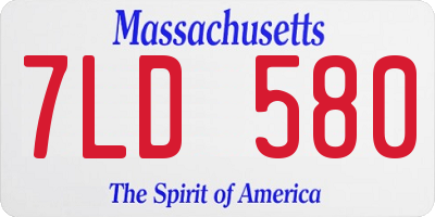 MA license plate 7LD580