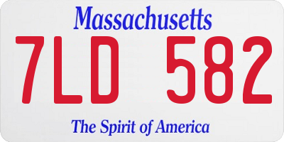 MA license plate 7LD582