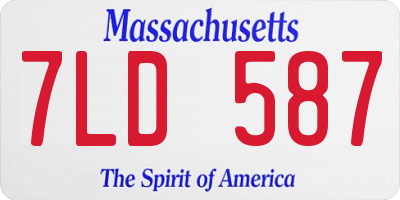 MA license plate 7LD587