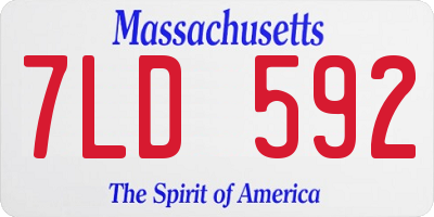 MA license plate 7LD592