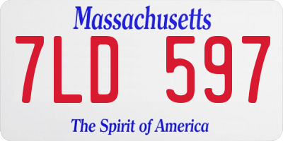MA license plate 7LD597